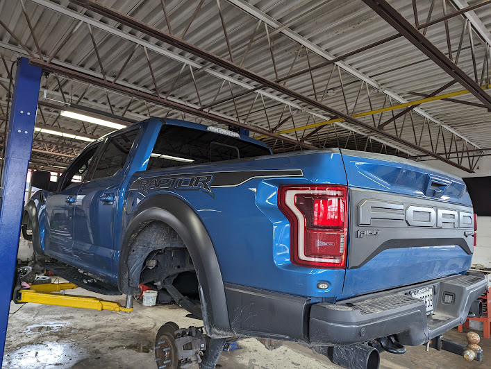 Ford F-150 Raptor in the shop