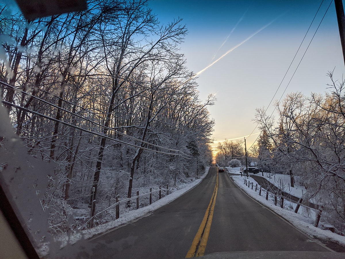 winter road in ontario