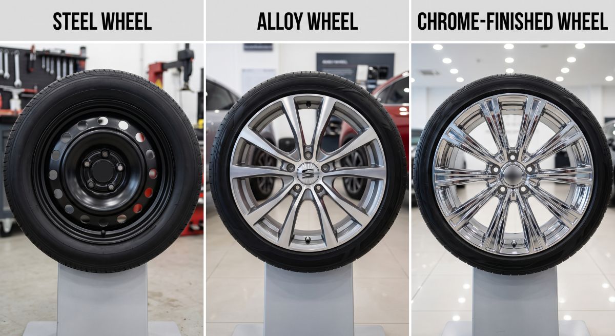side by side comparison of wheel materials